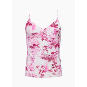 L'AGENCE Pink and White Printed Silk Camisole Tank Top Small